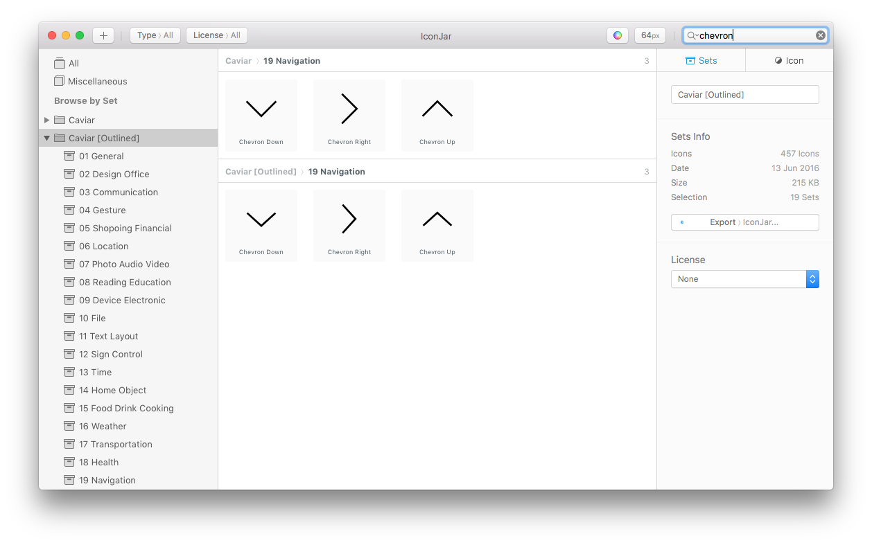 The caviar icon set with both outlined and line versions